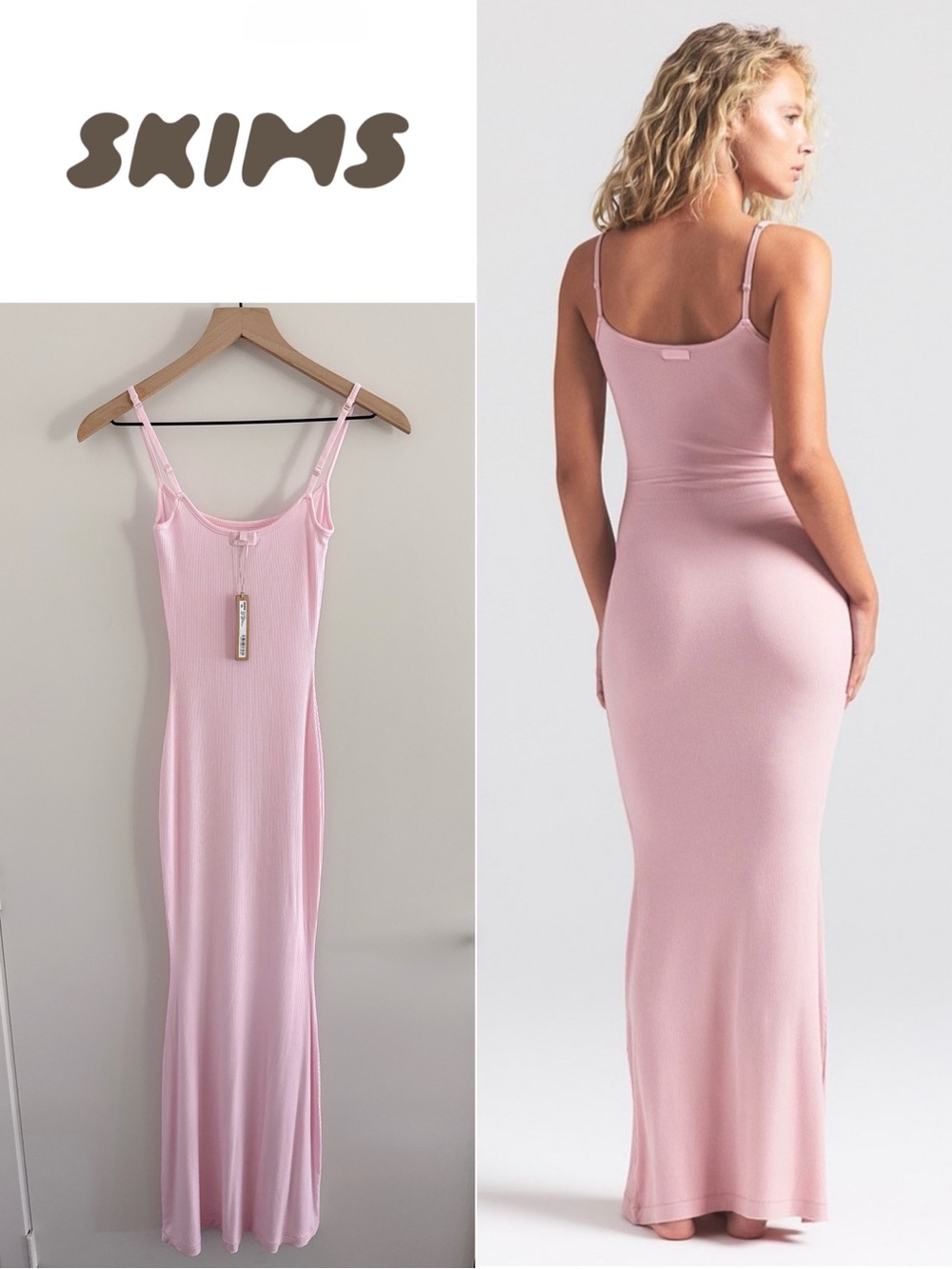 NWT SKIMS Soft Lounge Long Slip Dress Cherry Blossom XXS